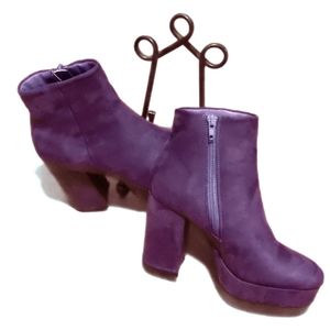 Nasty Gal Electric Purple Faux Suede 3.75 Block Heel Platform Ankle Bootie SZ36